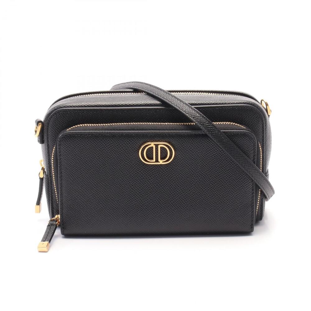 Dior Calo Double Clutch Shoulder Bag Leather Black - Picture 1 of 4